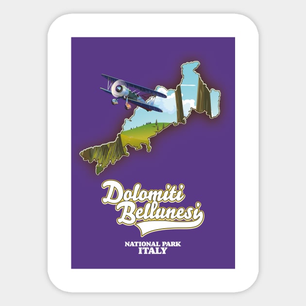 Dolomiti Bellunesi Italy National Park Map Sticker by nickemporium1